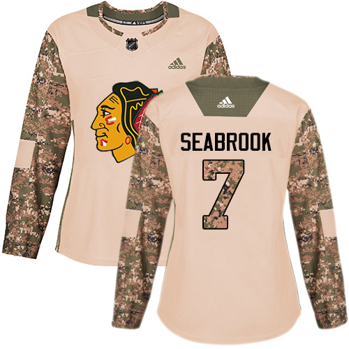 Adidas Blackhawks #7 Brent Seabrook Camo Authentic Veterans Day Women's Stitched NHL Jersey